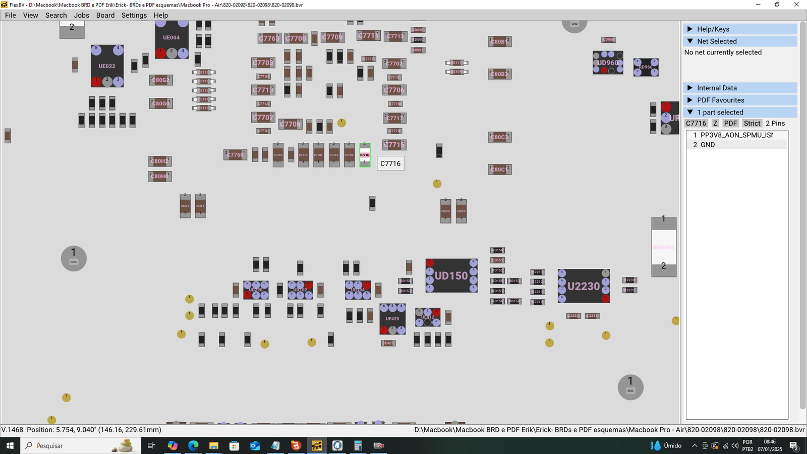 Layout da placa lógica - Macbook Pro A2141